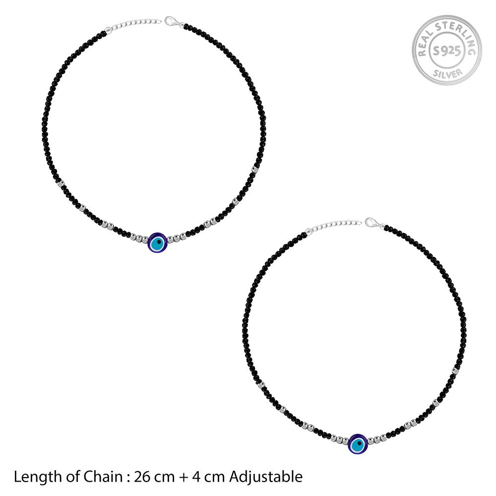 925 Silver Precious Evil Eye Anklet : A0428