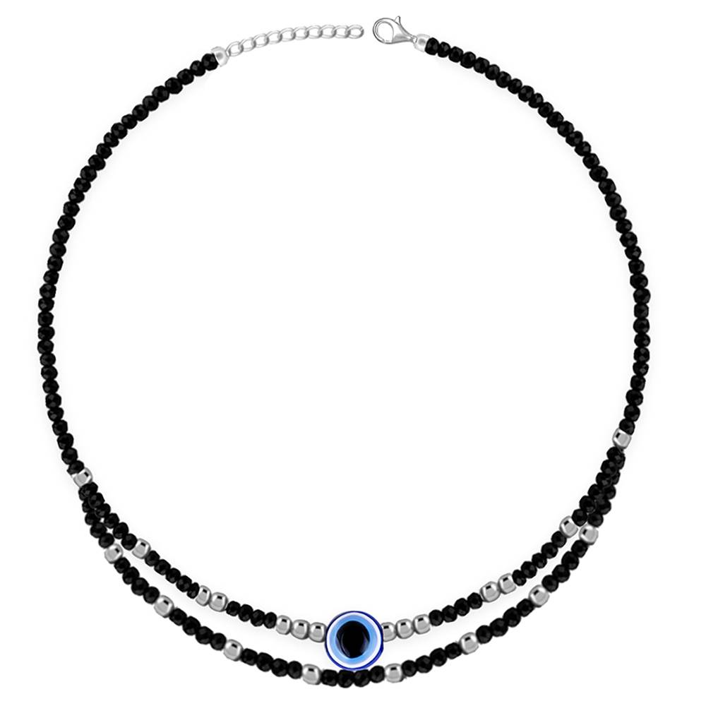 925 Silver Evil Eye Gleam Anklet : A0429