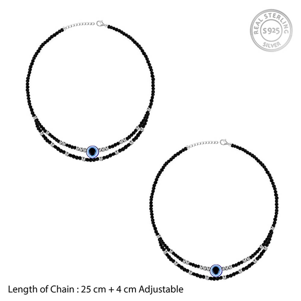 925 Silver Evil Eye Gleam Anklet : A0429