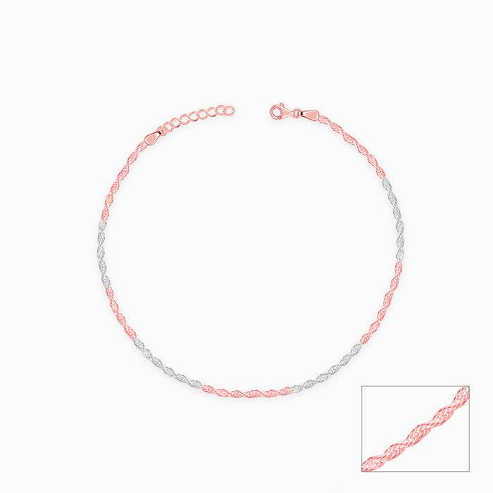 925 Silver Dual Tone Chromatic Rope Anklet,Single | Gifts For Women And Girls : A0466