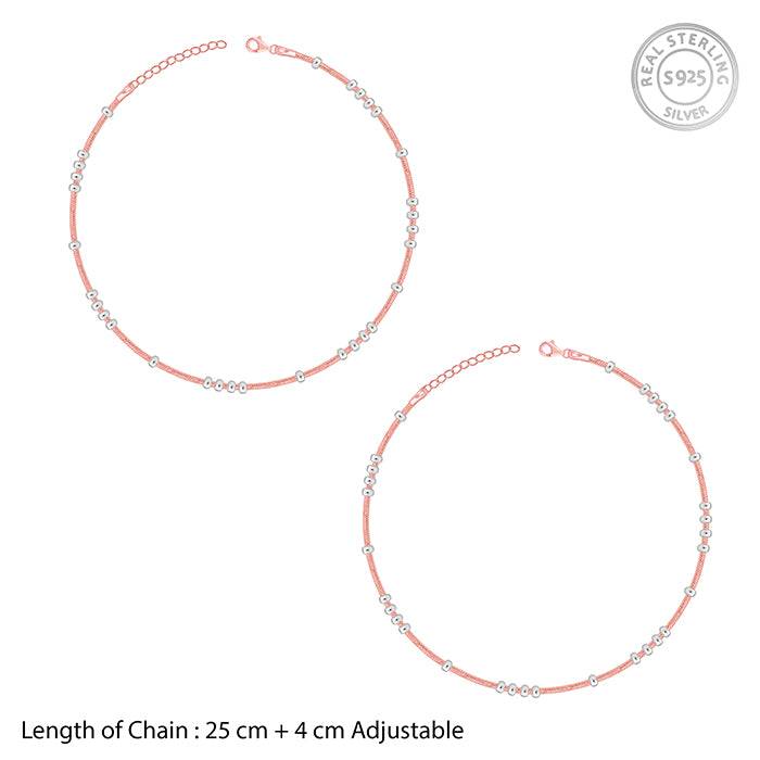 925 Silver Dual Tone Dewdrop Anklet,Single | Gifts For Women And Girls : A0468