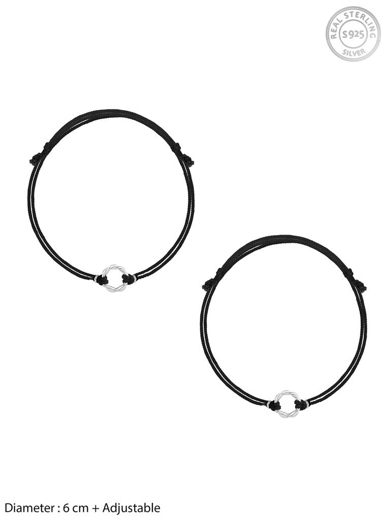 GIVA 925 Sterling Silver Braided Ring Anklets