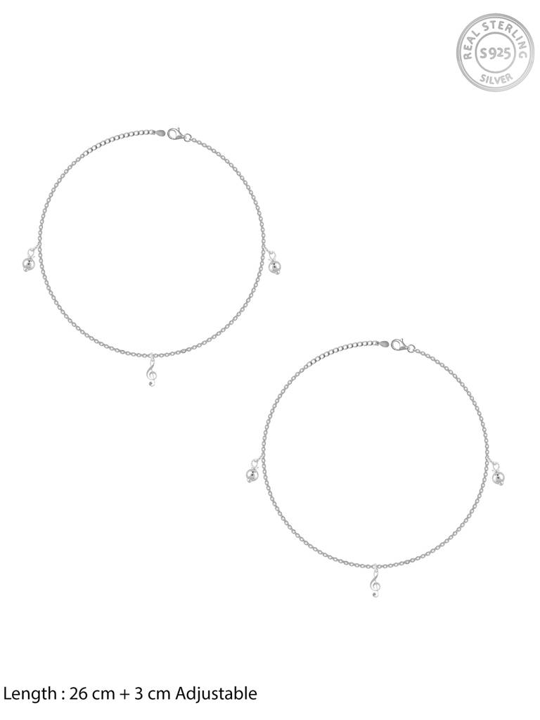GIVA 925 Sterling Silver Musical Charm Anklet
