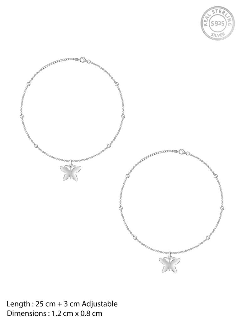 GIVA 925 Sterling Silver Butterfly Wings Anklet