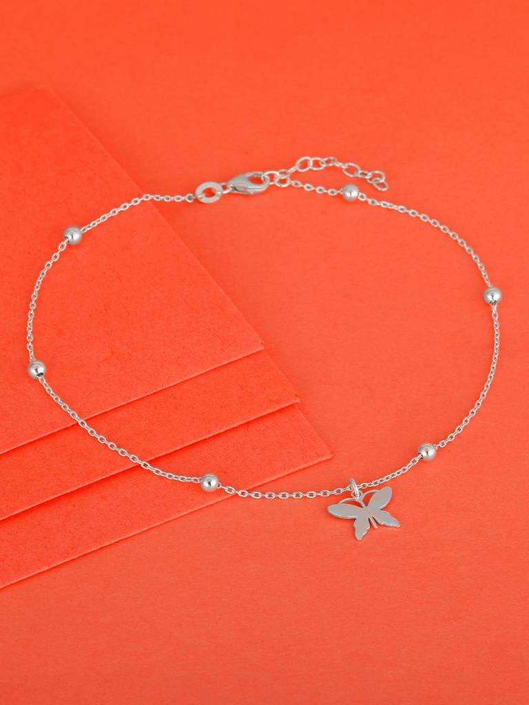 GIVA 925 Sterling Silver Butterfly Wings Anklet