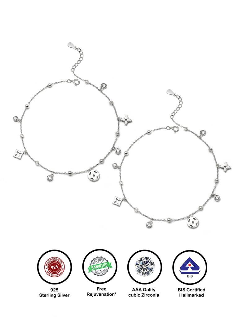 Silver Glory Star Anklet : A111