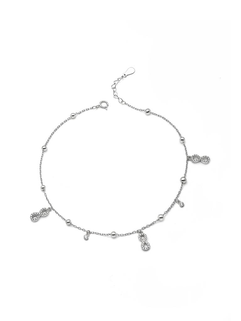 Silver Dangling Infinity Anklet : A113