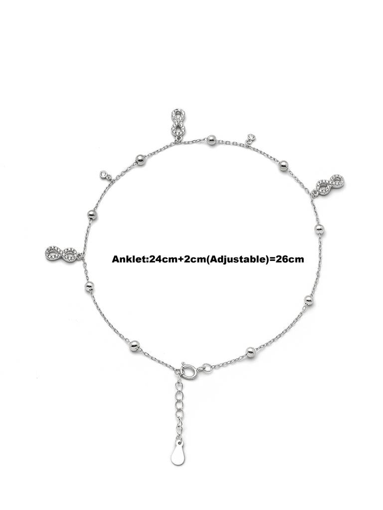Silver Dangling Infinity Anklet : A113