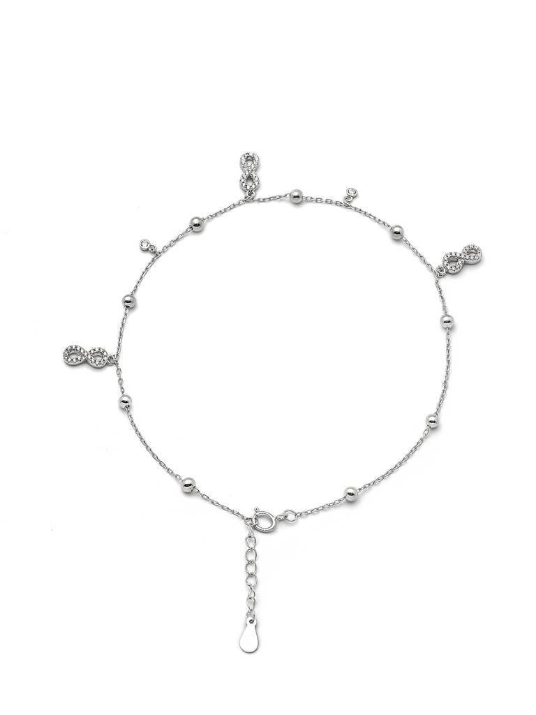 Silver Dangling Infinity Anklet : A113