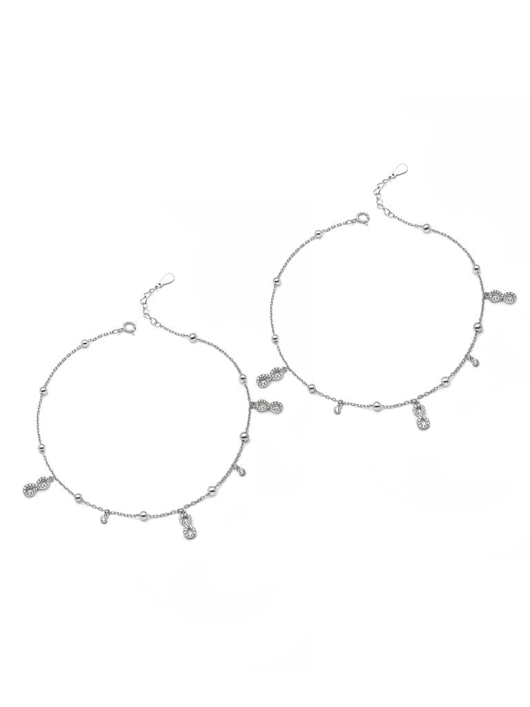 Silver Dangling Infinity Anklet : A114
