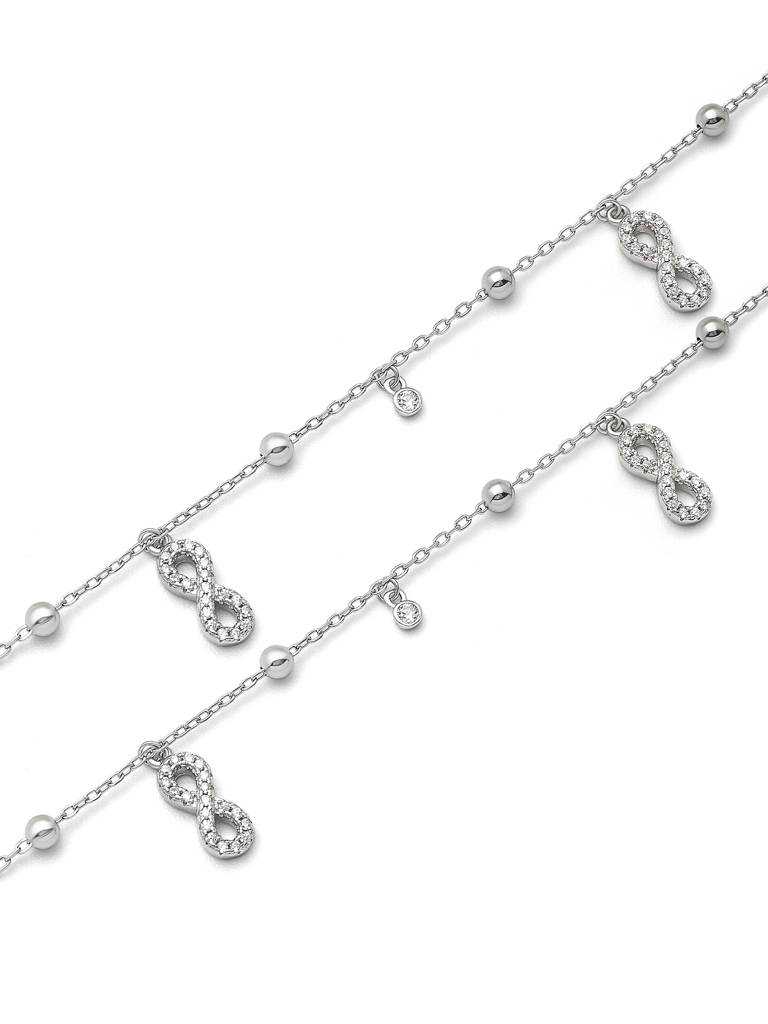 Silver Dangling Infinity Anklet : A114