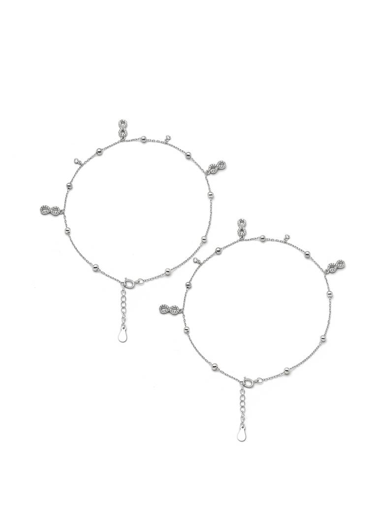Silver Dangling Infinity Anklet : A114