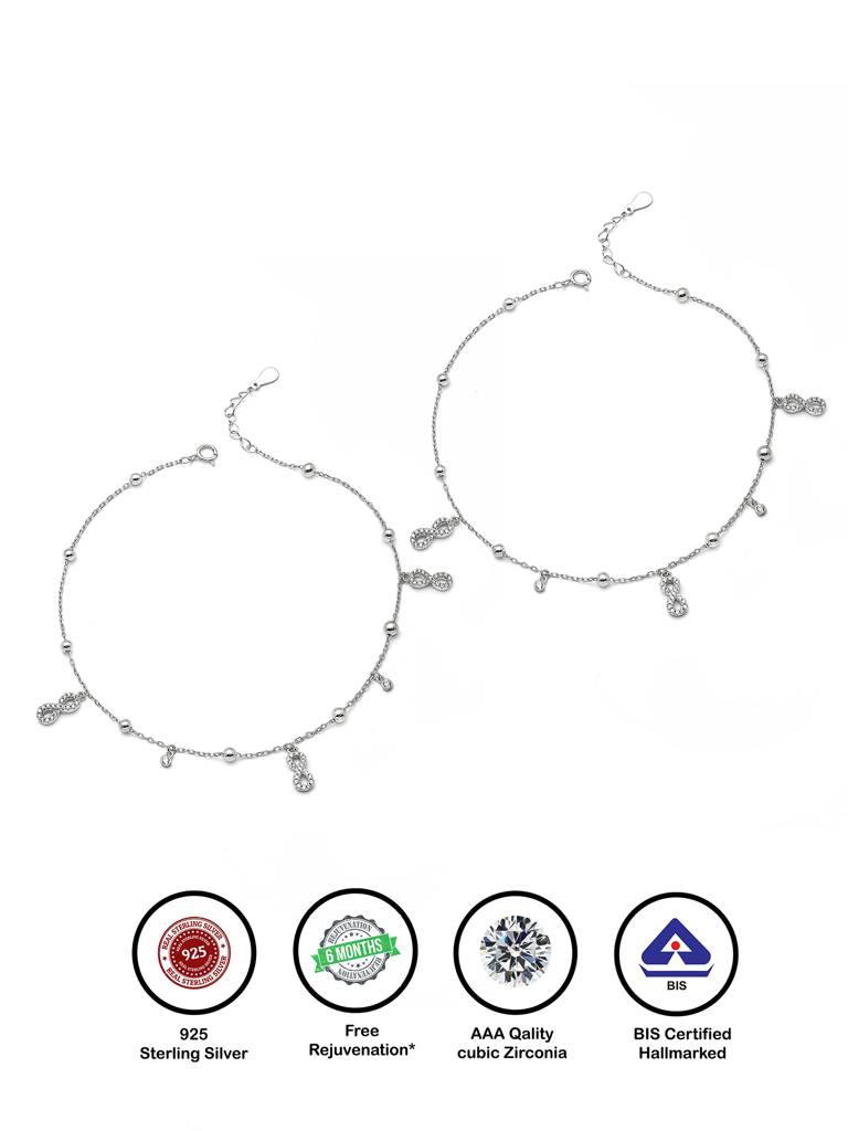 Silver Dangling Infinity Anklet : A114
