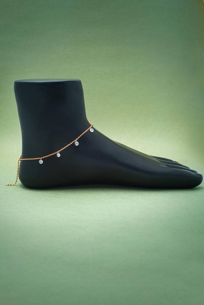 925 Sterling Silver Royal Crystal Anklet : A11