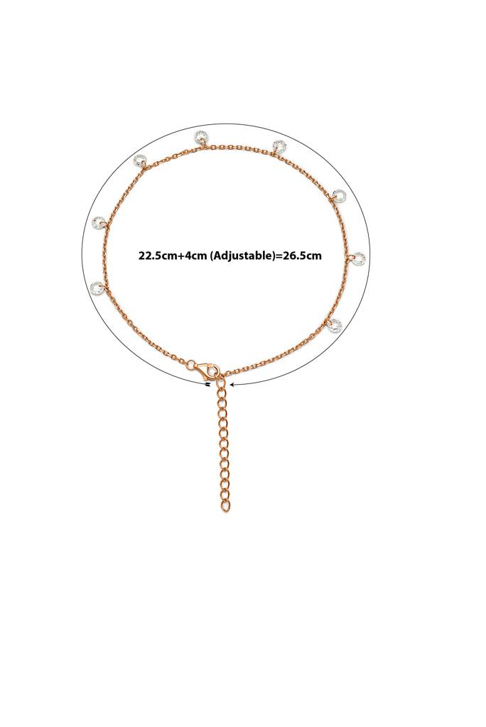 925 Sterling Silver Royal Crystal Anklet : A11