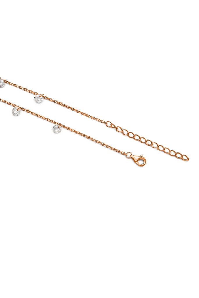925 Sterling Silver Royal Crystal Anklet : A11