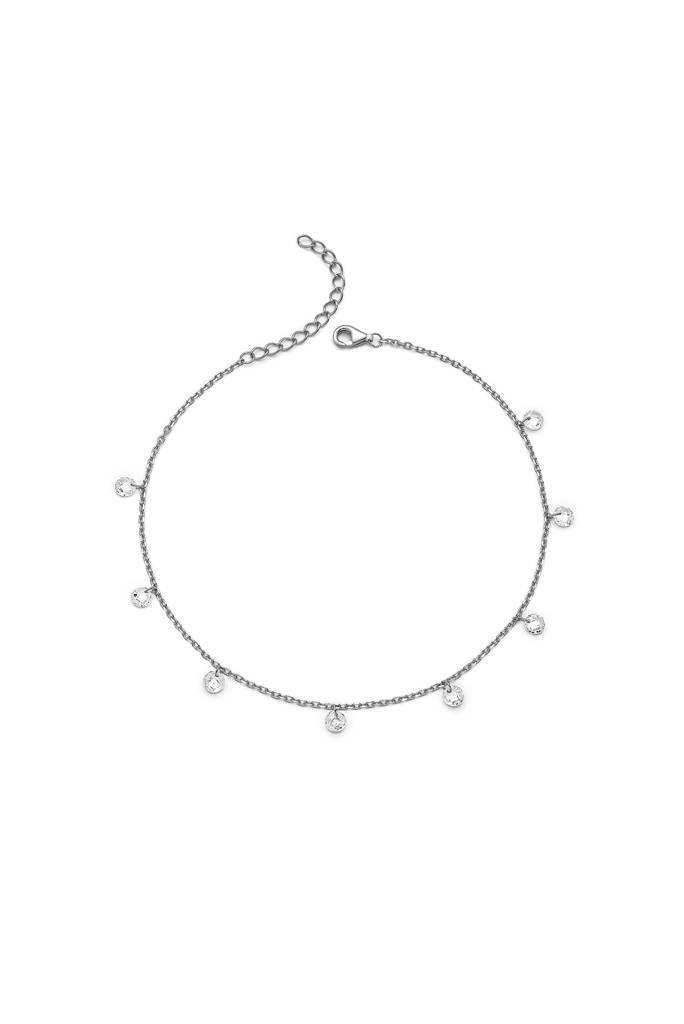 925 Sterling Silver Royal Crystal Anklet : A14