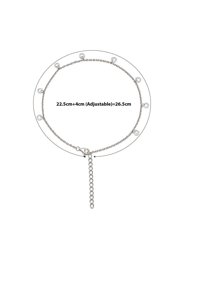 925 Sterling Silver Royal Crystal Anklet : A14
