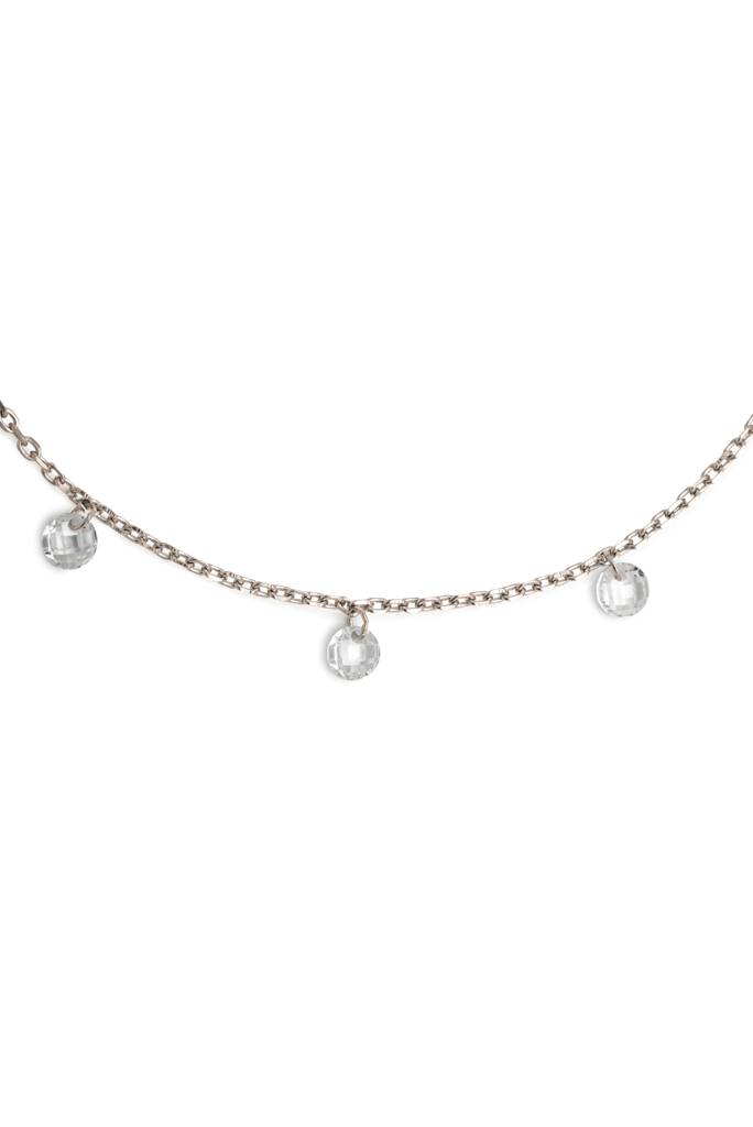 925 Sterling Silver Royal Crystal Anklet : A14