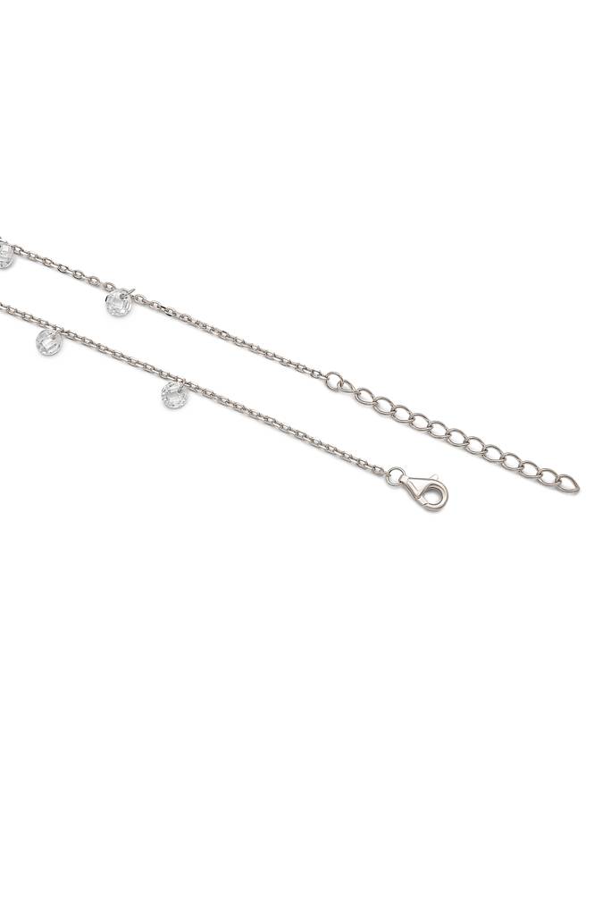 925 Sterling Silver Royal Crystal Anklet : A14