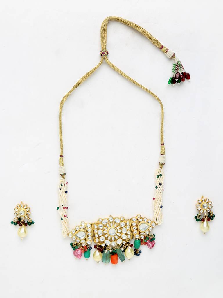 Kundan Maharani Choker With Earrings : A380-101