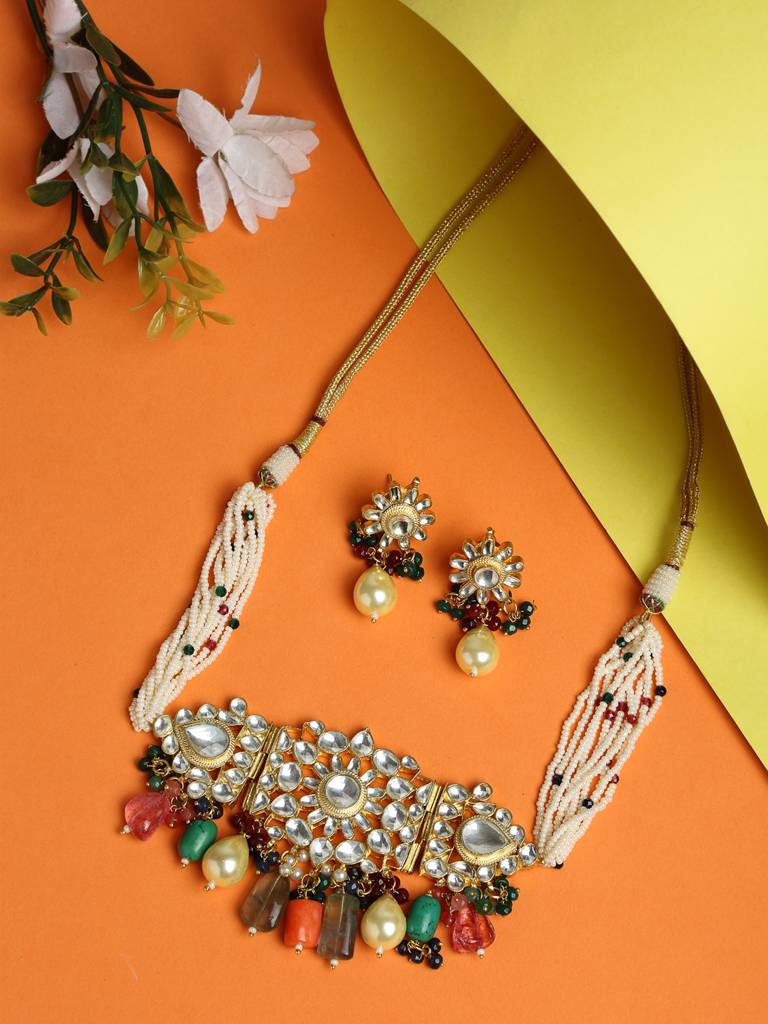 Kundan Maharani Choker With Earrings : A380-101