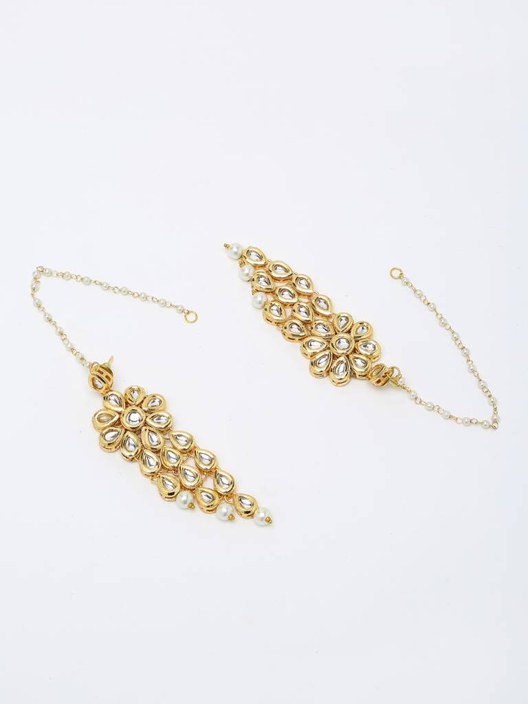 Layered Pearl Kundan Neckpiece With Earrings : A380-114