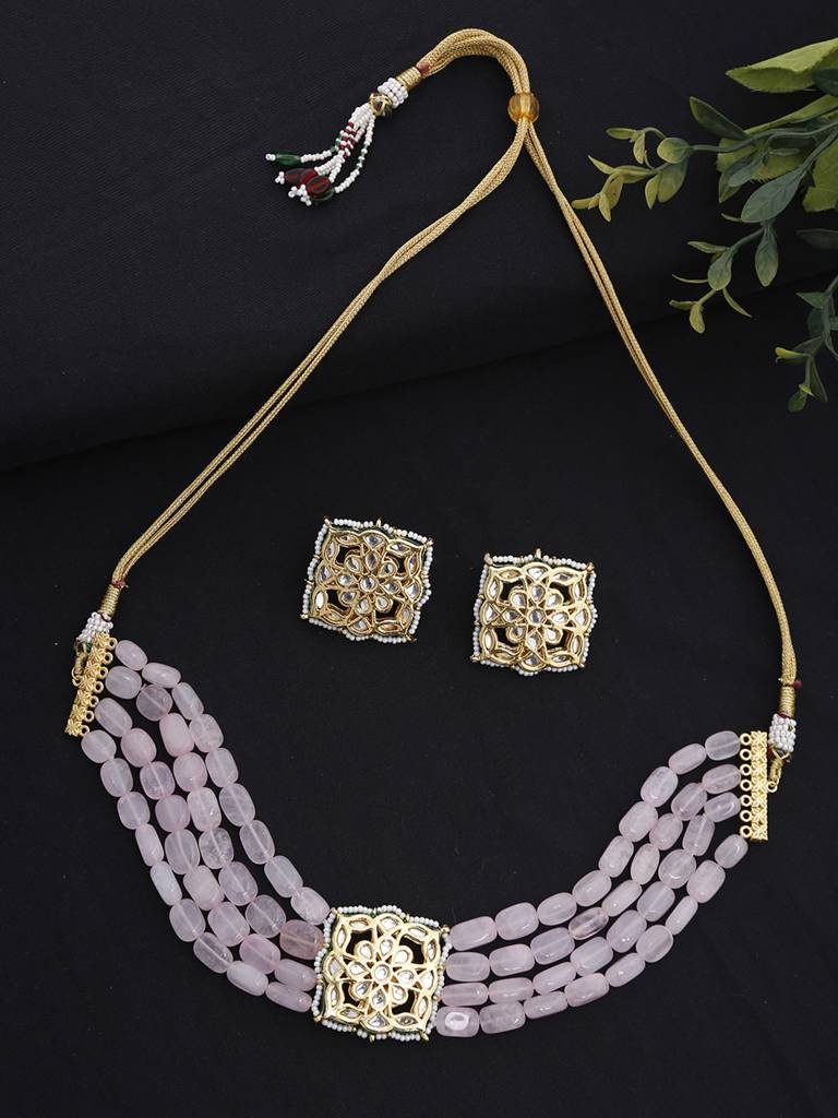 Square Kundan Choker With Studs : A380-38