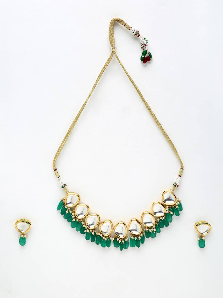 Emerald Beaded Kundan Choker With Studs : A380-56