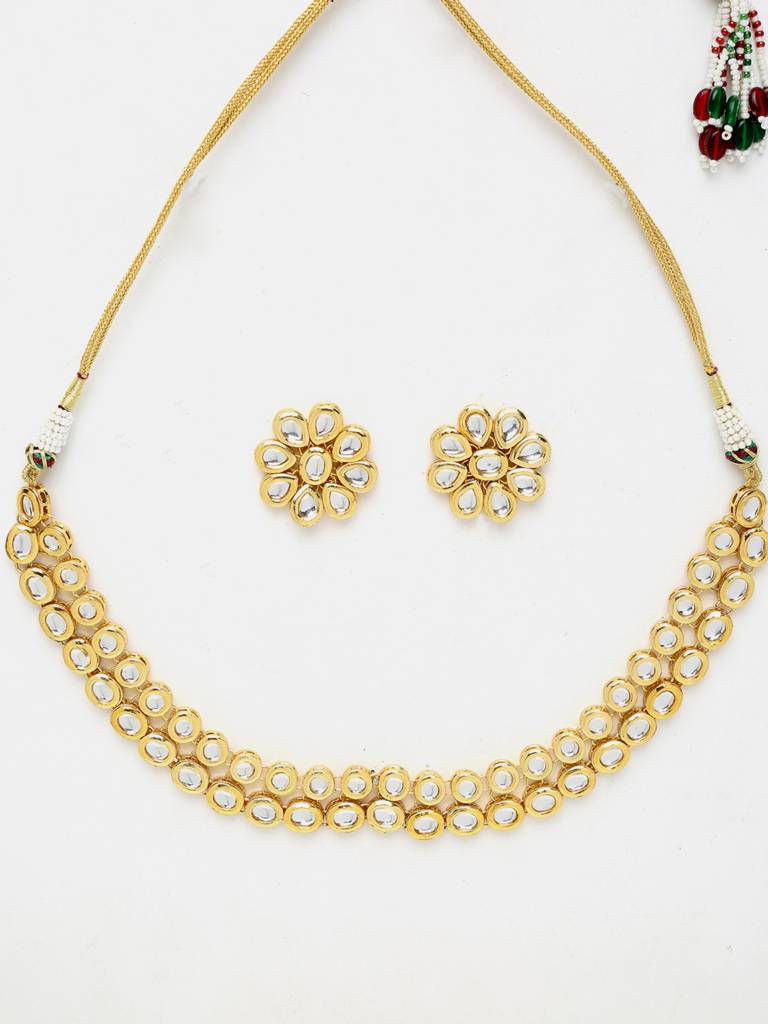 Two Layered Kundan Choker With Studs : A380-58