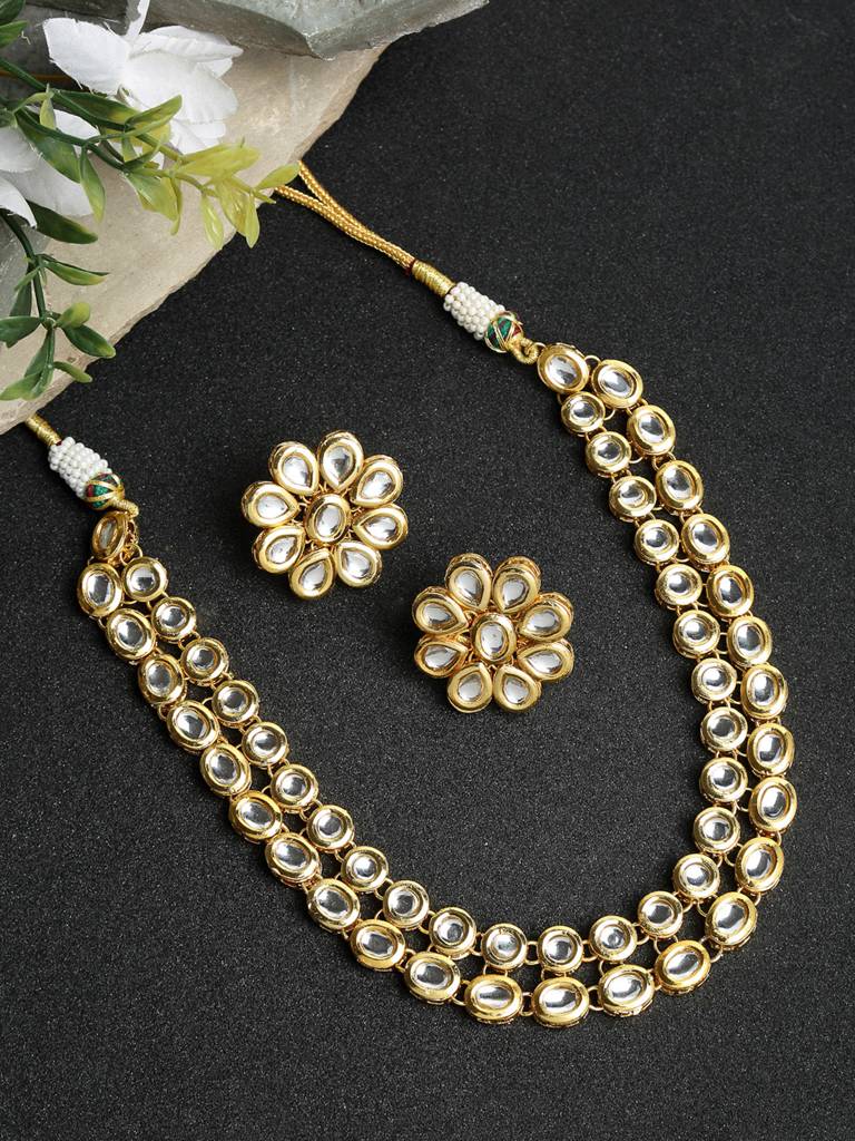 Two Layered Kundan Choker With Studs : A380-58