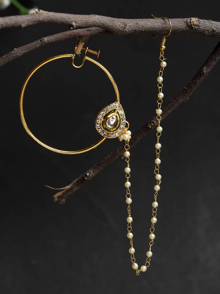 Maharani Kundan Nose Ring : A380-59