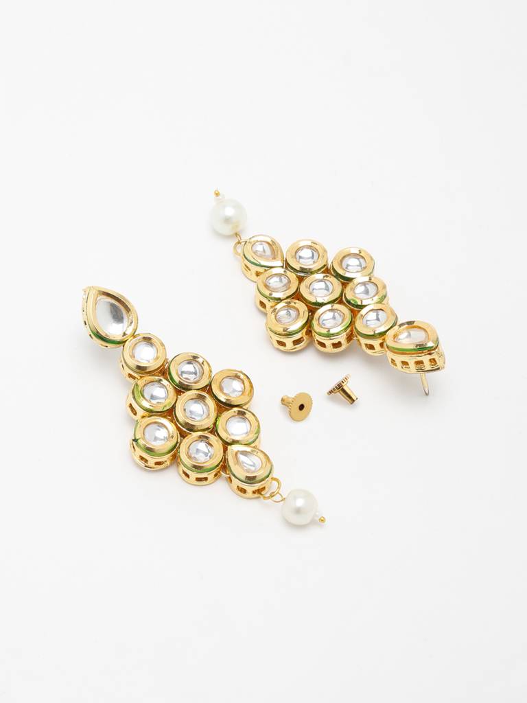 White Studded Kundan Choker With Earrings : A404-04