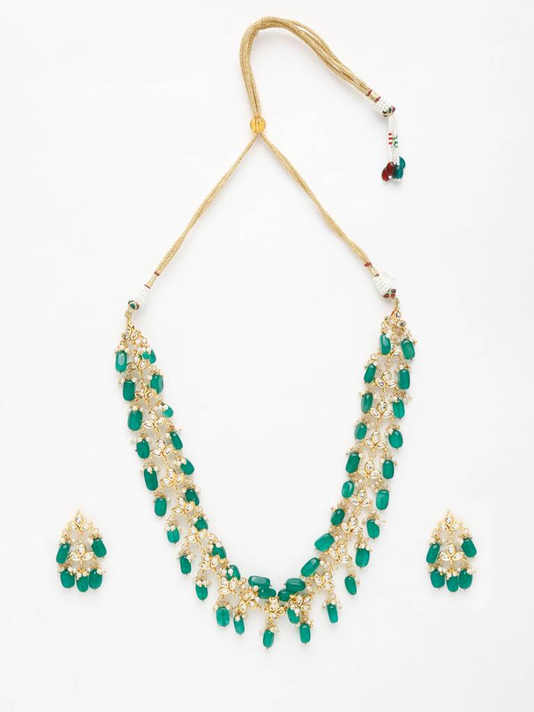 Green Kundan Neckpiece With Earrings : A404-18
