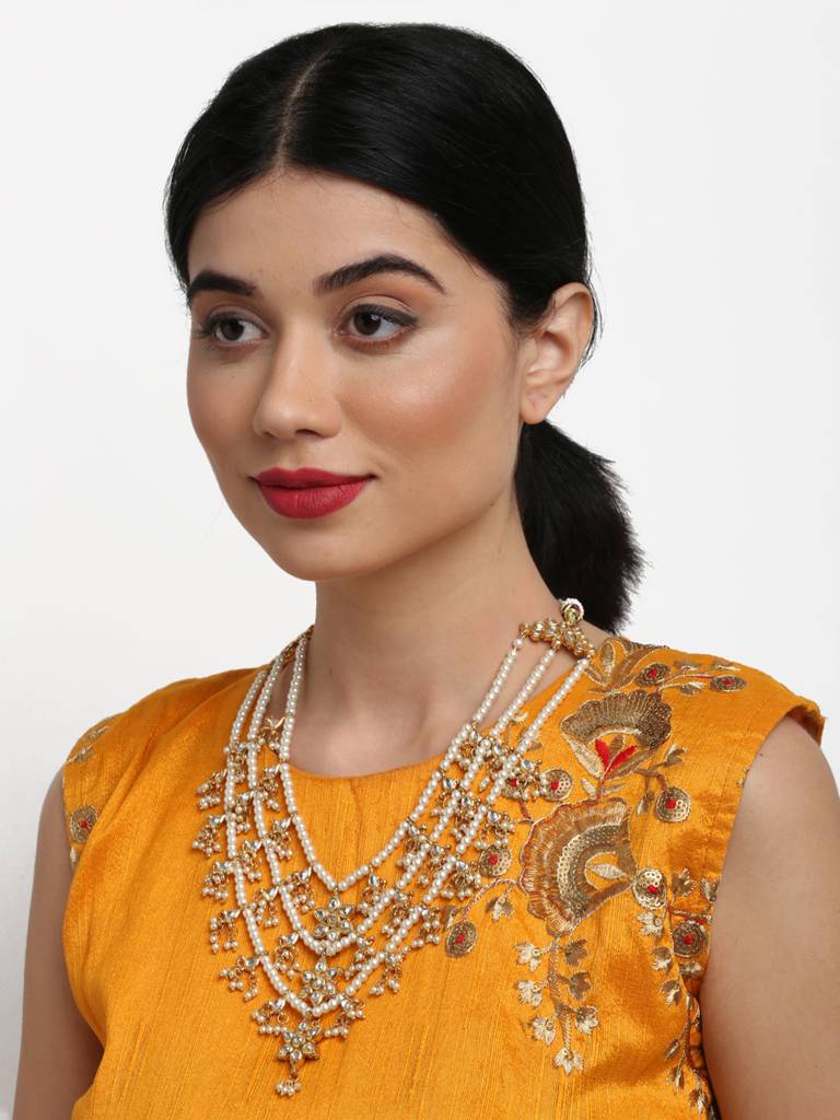 White Pearl Gold Kundan Neckpiece : A404-25