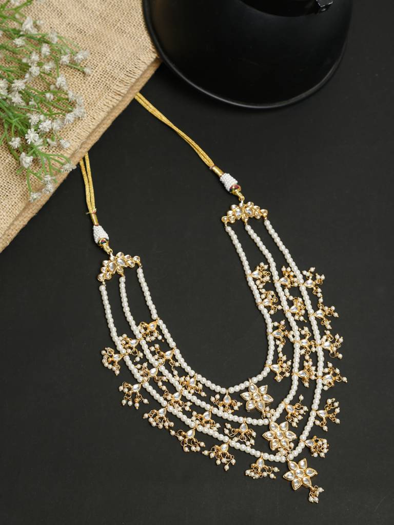 White Pearl Gold Kundan Neckpiece : A404-25