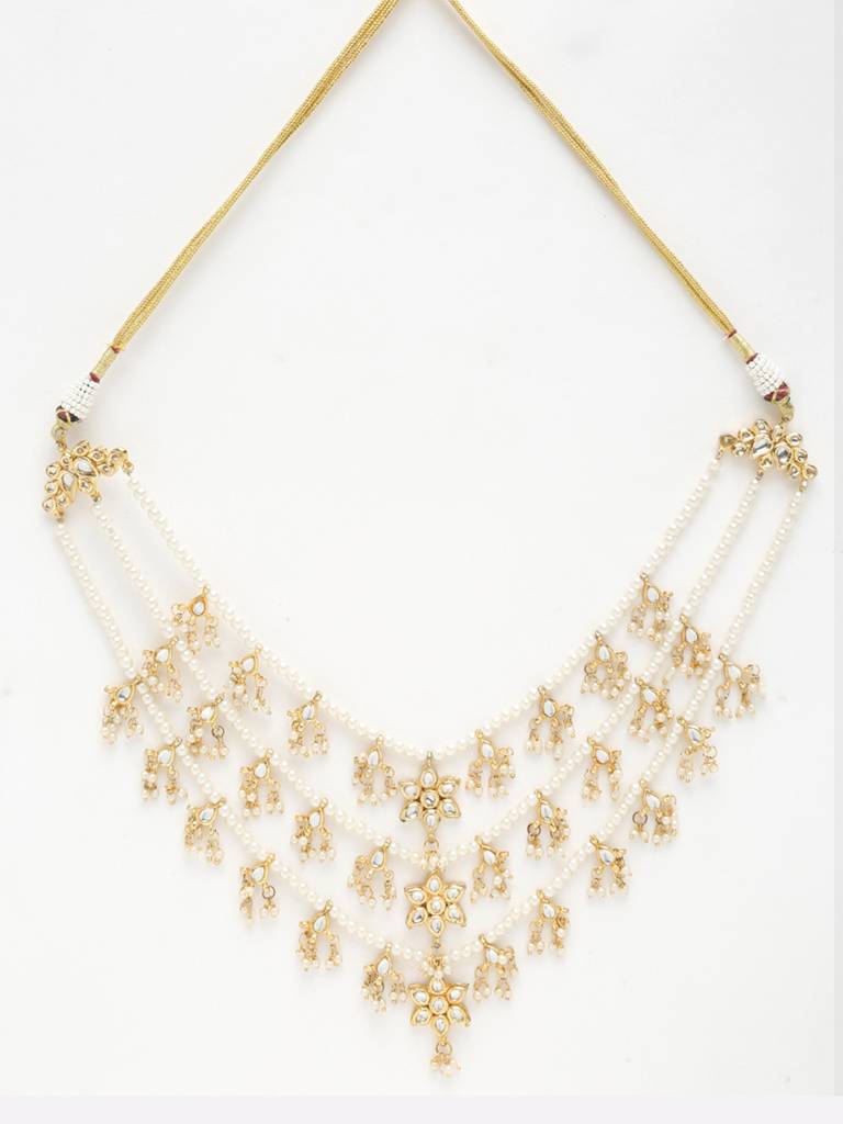 White Pearl Gold Kundan Neckpiece : A404-25
