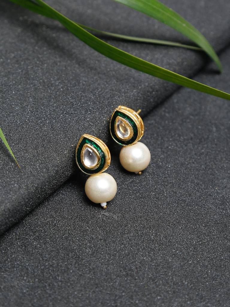 White Pearl Kundan Earrings : A404-30