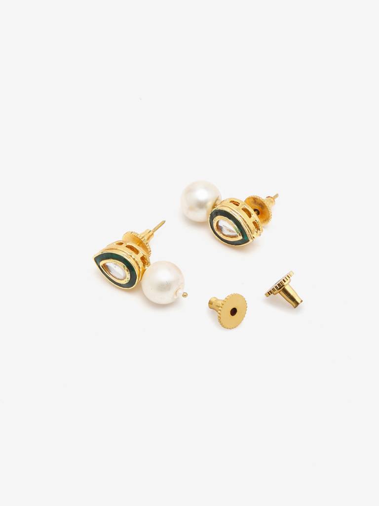 White Pearl Kundan Earrings : A404-30