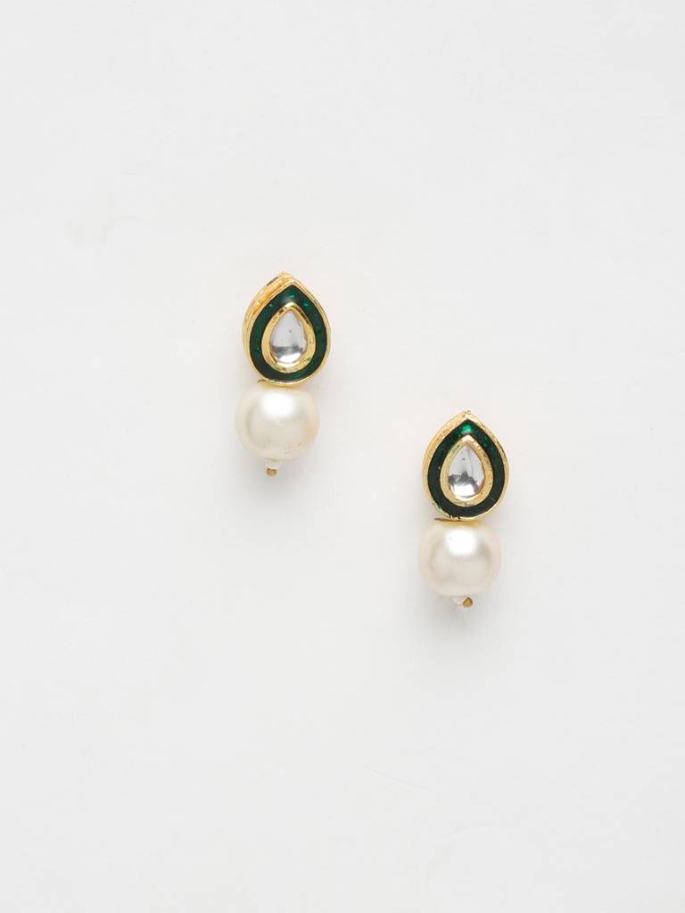 White Pearl Kundan Earrings : A404-30