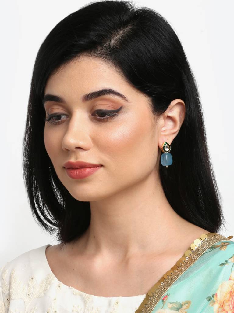 Sky Blue Kundan Earrings : A404-34