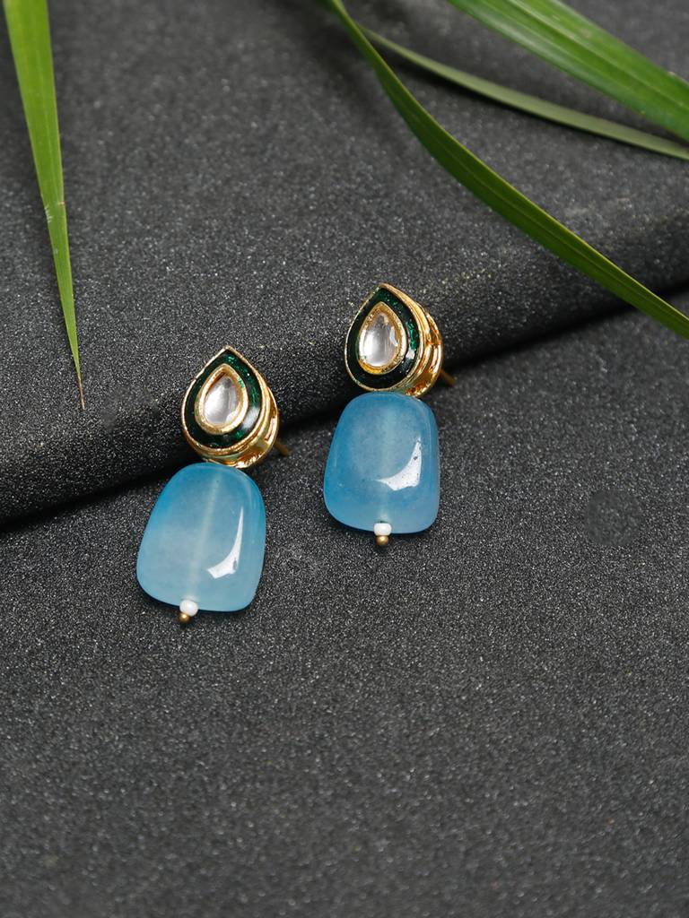 Sky Blue Kundan Earrings : A404-34