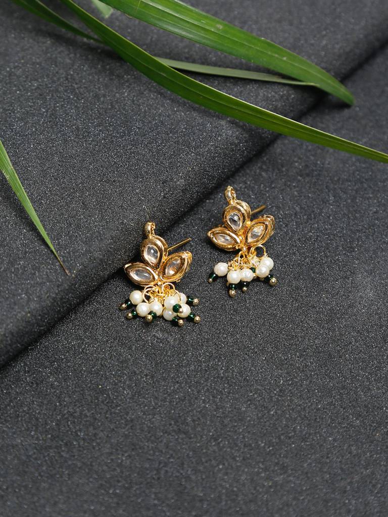 Gold Kundan Earrings Brass Gold
