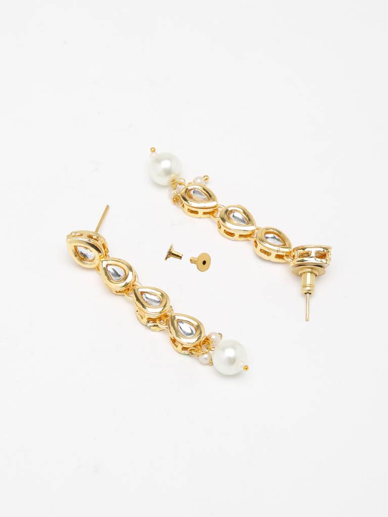 Long Kundan Pearl Earrings : A404-37