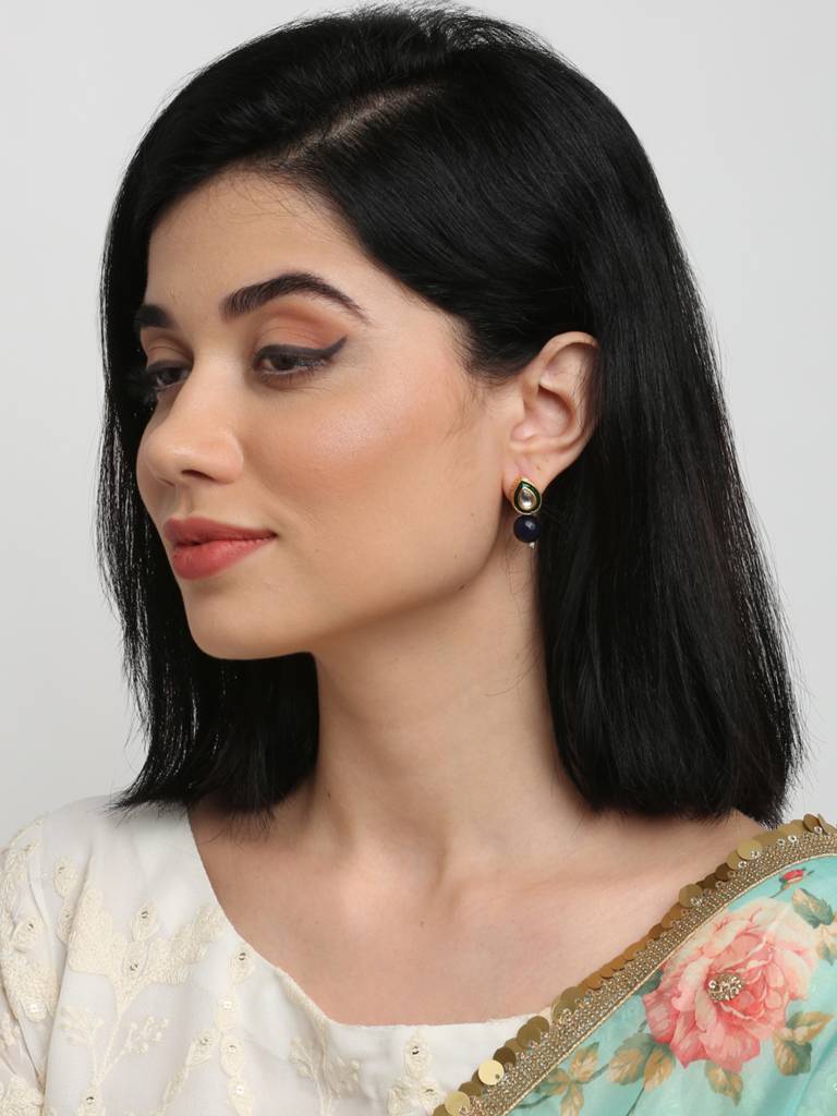 Dark Blue Kundan Studs : A404-50