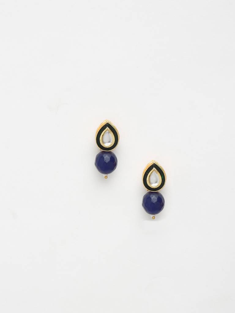 Dark Blue Kundan Studs : A404-50