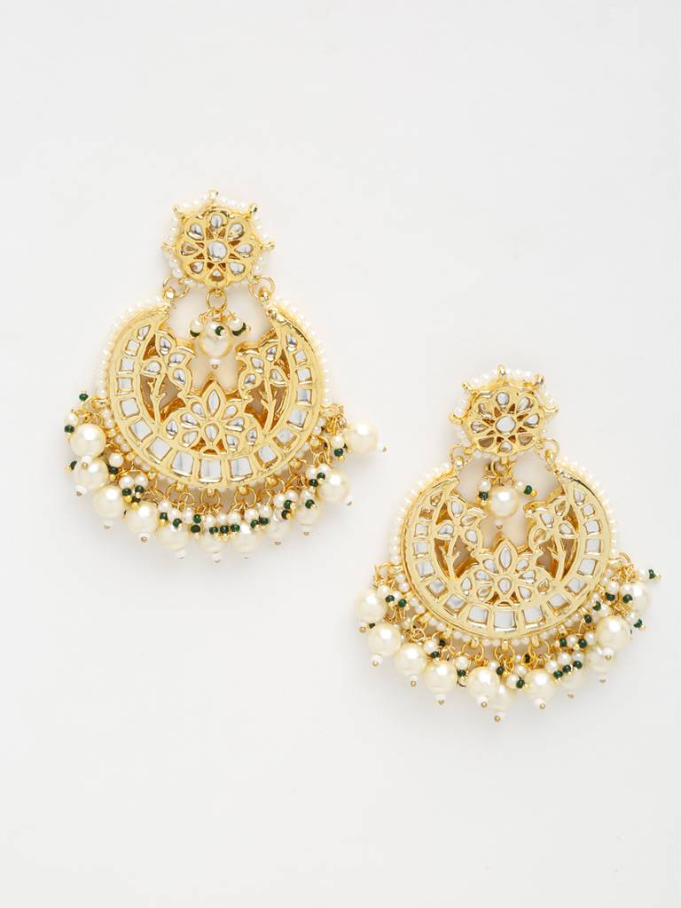 Pearl Kundan Chandbali Earrings : A404-51