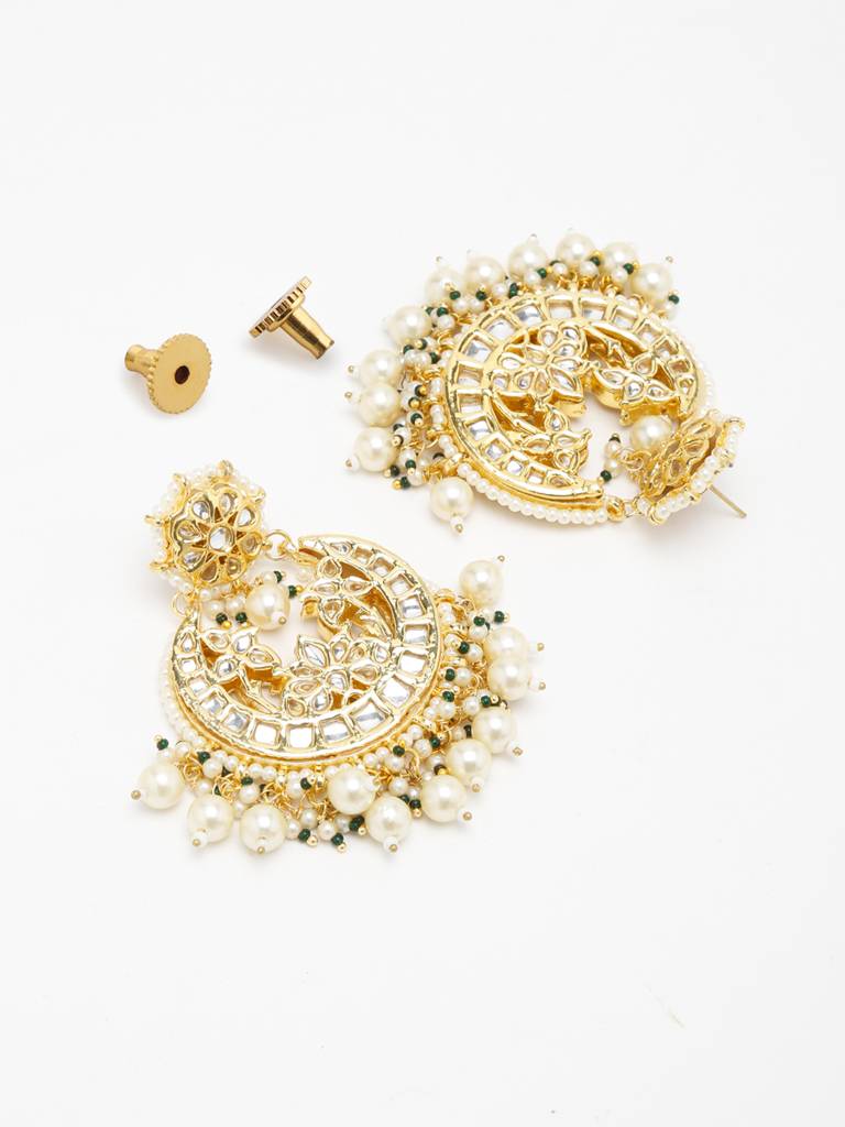 Pearl Kundan Chandbali Earrings : A404-51