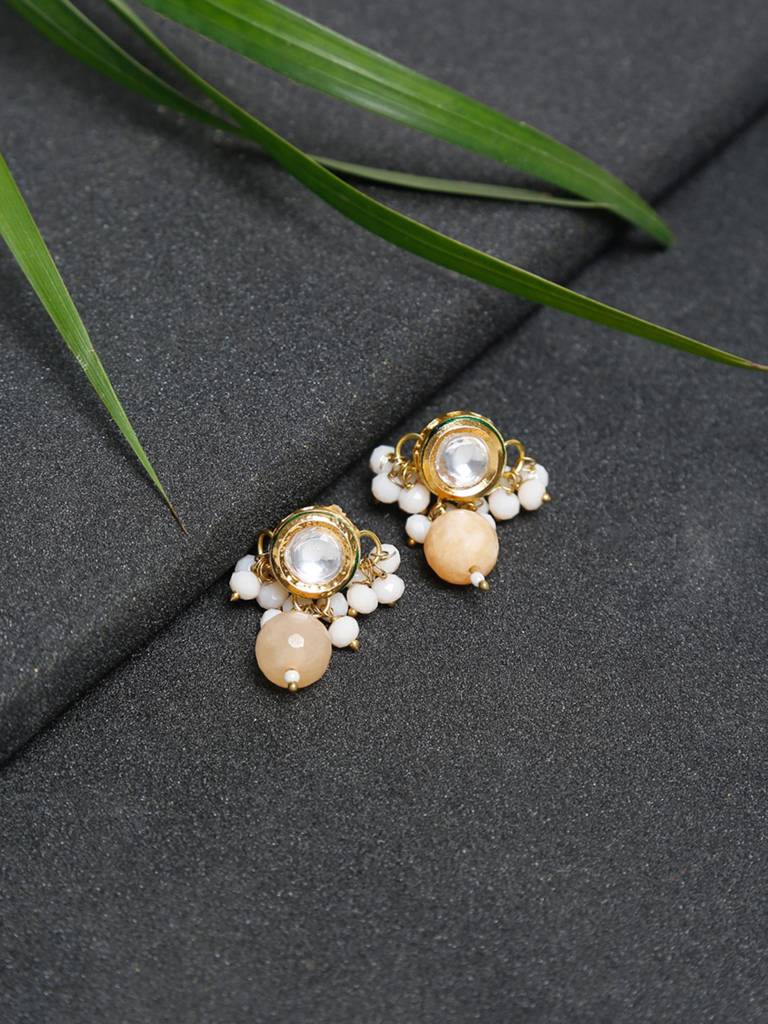 Round Peach Kundan Studs : A404-52