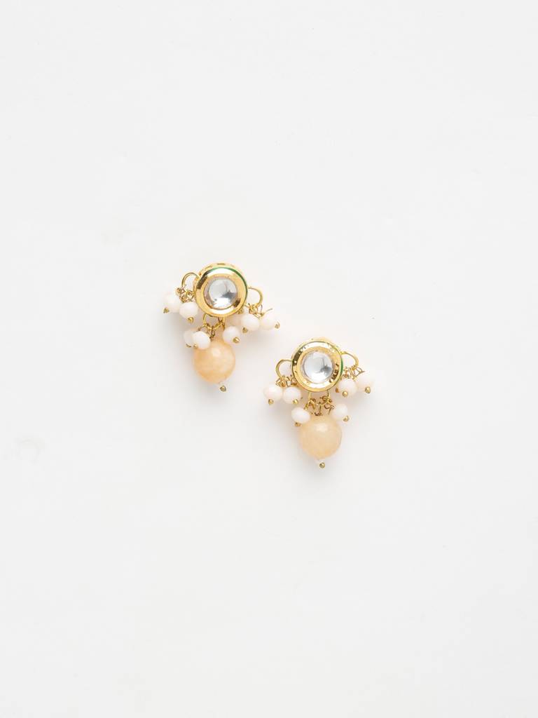 Round Peach Kundan Studs : A404-52